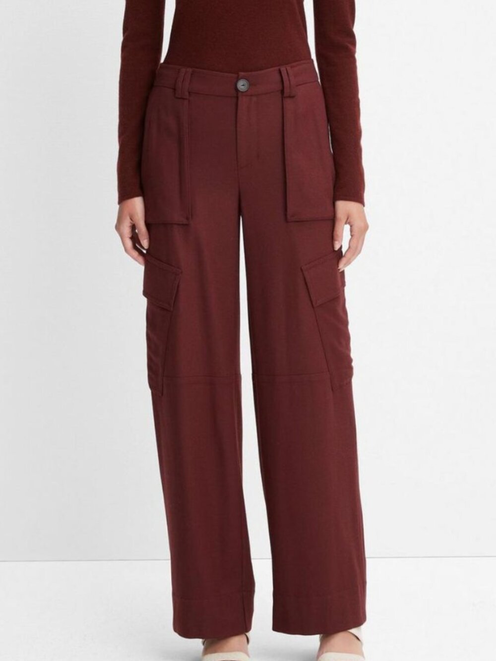 Vince Raver Flannel Wool Blend Cargo Pants in Dark Cinnamon Stick - Picture 2 of 14